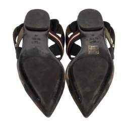 Fendi Black/Brown Zucca Mesh Colibri Slingback Flat Sandals Size 40