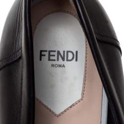 Fendi Black/White Leather Rachel Penny Loafers Size 38.5
