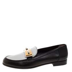 Fendi Black/White Leather Rachel Penny Loafers Size 38.5