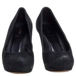 Fendi Black Suede Zucca Heel Platform Pumps Size 38