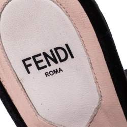 Pre Owned Fendi Black Velvet Crystal Embellished Ankle Wrap Sandals Size 39