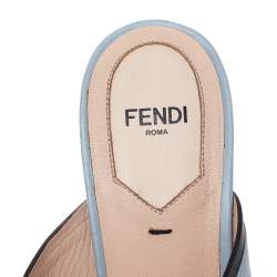 Pre Owned Fendi Grey Leather Flowerland Cross Strap Sandals Size 38.5