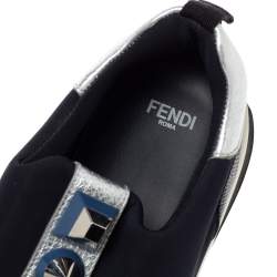 Pre Owned Fendi Black Neoprene Studded Slip On Sneakers Size 39