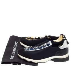 Pre Owned Fendi Black Neoprene Studded Slip On Sneakers Size 39