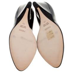 Pre Owned Fendi Black Patent Leather Wedge Pumps Size 39