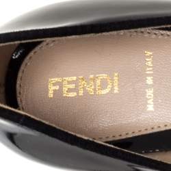 Pre Owned Fendi Black Patent Leather Wedge Pumps Size 39