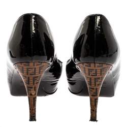 Pre Owned Fendi Patent Leather Peep Toe Platform Pumps Size 37.5