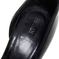 Fendi Black Patent Leather Peep Toe Bow Pumps Size 39