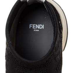 Pre Owned Fendi Black FF Logo Knit Fabric High Top Sneakers Size 38