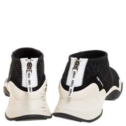 Pre Owned Fendi Black FF Logo Knit Fabric High Top Sneakers Size 38