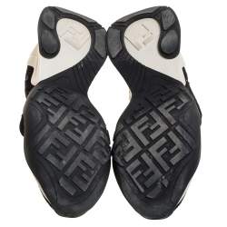 Pre Owned Fendi Black FF Logo Knit Fabric High Top Sneakers Size 38