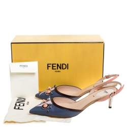 Pre Owned Fendi Multicolor Leather Studded Monster Slingback Sandals Size 39