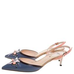 Pre Owned Fendi Multicolor Leather Studded Monster Slingback Sandals Size 39