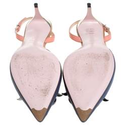 Pre Owned Fendi Multicolor Leather Studded Monster Slingback Sandals Size 39