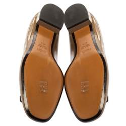 Pre Owned Fendi Dark Beige Patent Leather Bow Ballet Flats Size 37.5