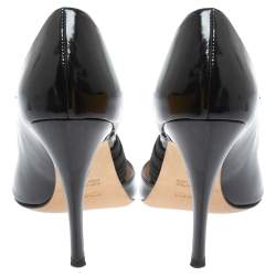 Pre Owned Fendi Black Patent Leather Open Toe Strappy Slip On Sandals Size 39
