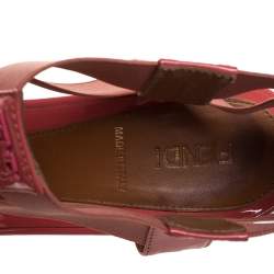 Pre Owned صندل إسبادريل فندي كعب روكي كاريواكا قماش مطاط وجلد لامع وردي مقاس 38