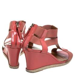 Pre Owned صندل إسبادريل فندي كعب روكي كاريواكا قماش مطاط وجلد لامع وردي مقاس 38