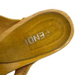 Pre Owned Fendi Yellow Zucca Canvas Wedge Slides Sandals Size 40 