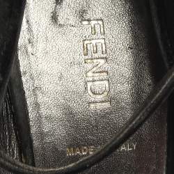 Pre Owned Fendi Black Velvet And Satin Glitter Embellished Criss Cross Ankle Strap Sandals Size 39