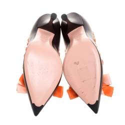Pre Owned Fendi Brown Leather Ribbon Detail Pointed Toe Pumps Size 38