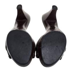 Fendi Brown Zucca Canvas And Leather Trim Open Toe Platform Sandals Size 36.5
