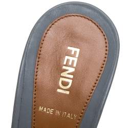 Pre Owned Fendi Multicolor Leather Color-Block Peep Toe Slide Sandals Size 39