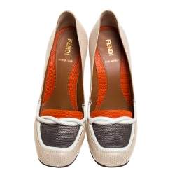 Pre Owned Fendi Multicolor Lizard Loafer Pumps Size 38