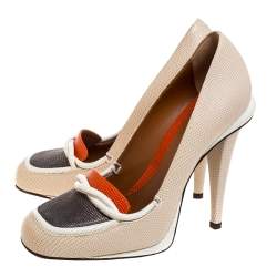 Pre Owned Fendi Multicolor Lizard Loafer Pumps Size 38