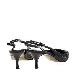 Pre Owned Fendi Black Leather Selleria Slingback Pointed Toe Sandals Size 37
