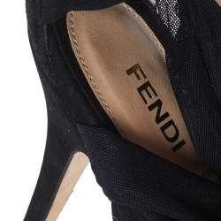 Pre Owned Fendi Black/Beige Fabric Strappy Sandals Size 40