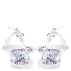 Pre Owned Fendi White Jelly Logo Charm Sunny Thong Flat Sandals Size 38