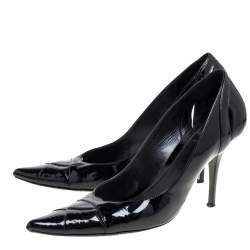 Pre Owned Fendi Black Patent Leather Pointed Toe Pumps Size 38
