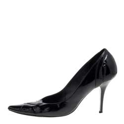 Pre Owned Fendi Black Patent Leather Pointed Toe Pumps Size 38