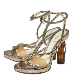 Fendi Metallic Leather Rope Strappy Sandals Size 37.5