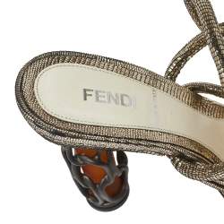 Fendi Metallic Leather Rope Strappy Sandals Size 37.5