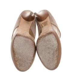 Fendi Beige/Tan Patent Leather and Suede Slingback Platform Sandals Size 40