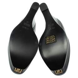Pre Owned Fendi Black Leather Fendista Wedge Pumps Size 40