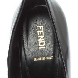 Pre Owned Fendi Black Leather Fendista Wedge Pumps Size 40