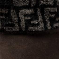 Pre Owned Fendi Brown Suede And Shearling Fur Wedge Knee High Boots Size 39