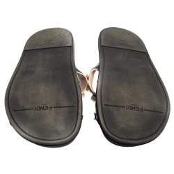Pre Owned Fendi Multicolor Leather Faux Pearl Embellished Flat Slides Size 40