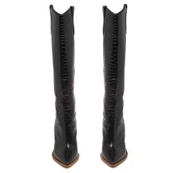 Pre Owned Fendi Black Croc Embossed Leather Cowboy Boots Size 39
