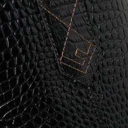Pre Owned Fendi Black Croc Embossed Leather Cowboy Boots Size 39