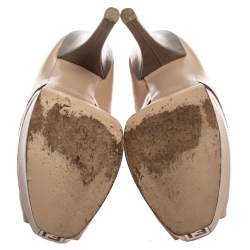 Pre Owned Fendi Tri Color Patent Leather and Suede Fendista Peep Toe Platform Pumps Size 39