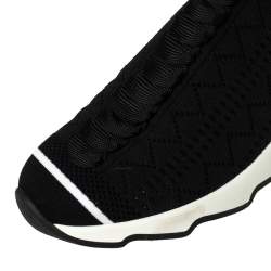 Pre Owned Fendi Black Knit Fabric Sock High Top Sneakers Size 37.5