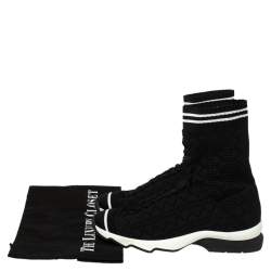 Pre Owned Fendi Black Knit Fabric Sock High Top Sneakers Size 37.5