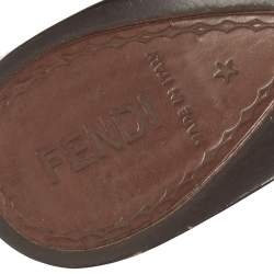 Pre Owned Fendi Brown Leather Slip On Mules Sandals Size 38.5 