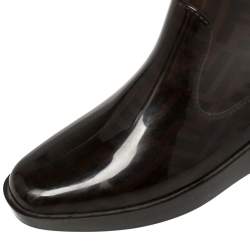 Pre Owned Fendi Tobacco Zucca Rubber Mid Calf  Rain Boots Size 39