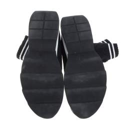 Pre Owned Fendi Black/Blue Knit Fabric Sock High Top Sneakers Size 39