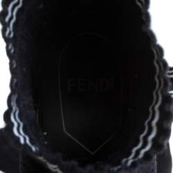 Pre Owned Fendi Black/Blue Knit Fabric Sock High Top Sneakers Size 39